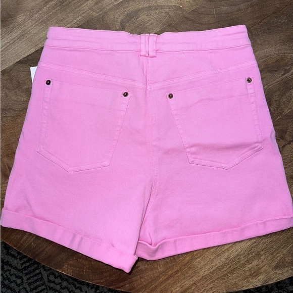 Hemline Denim Pink Shorts - Picture 2 of 3